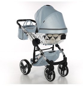 Universalus vežimėlis Junama Fluo V3 3in1, Light Blue-Silver Glossy