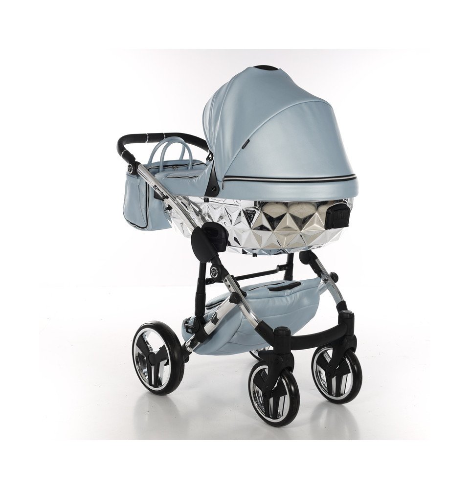 Universalus vežimėlis Junama Fluo V3 3in1, Light Blue-Silver Glossy