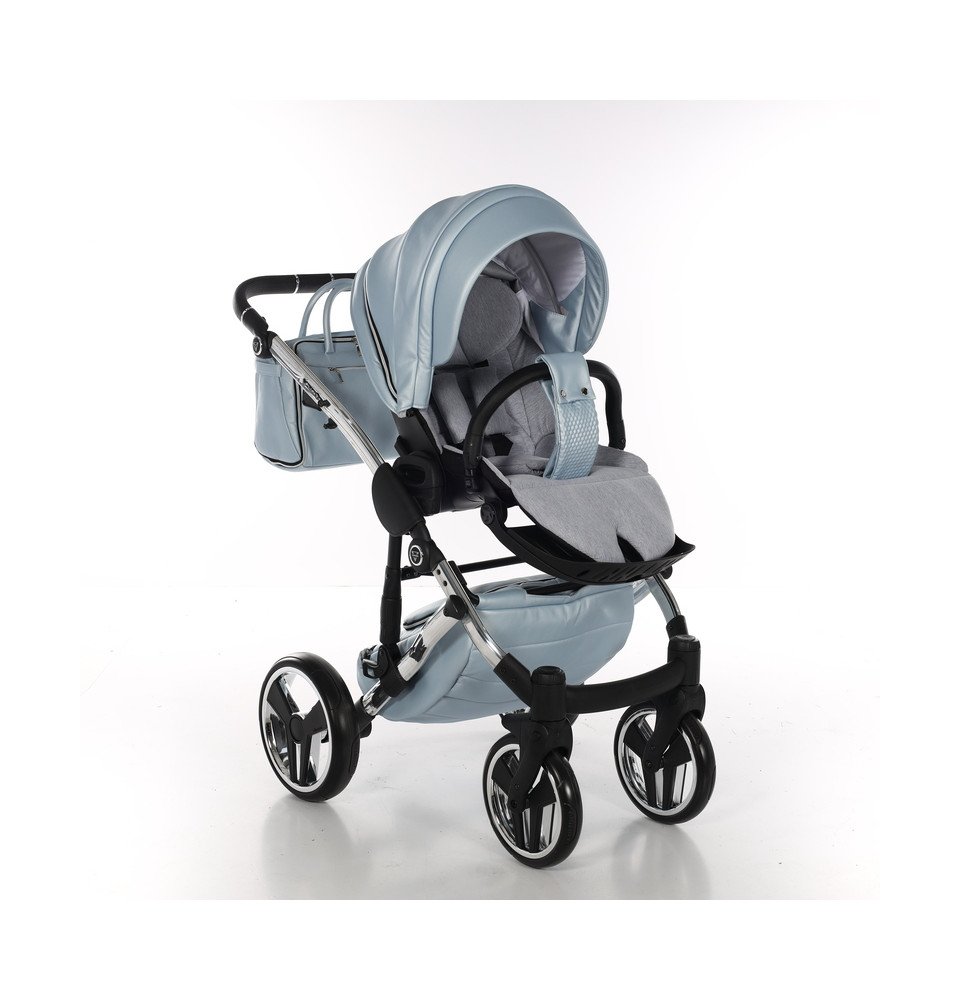 Universalus vežimėlis Junama Fluo V3 2in1, Light Blue-Silver Glossy