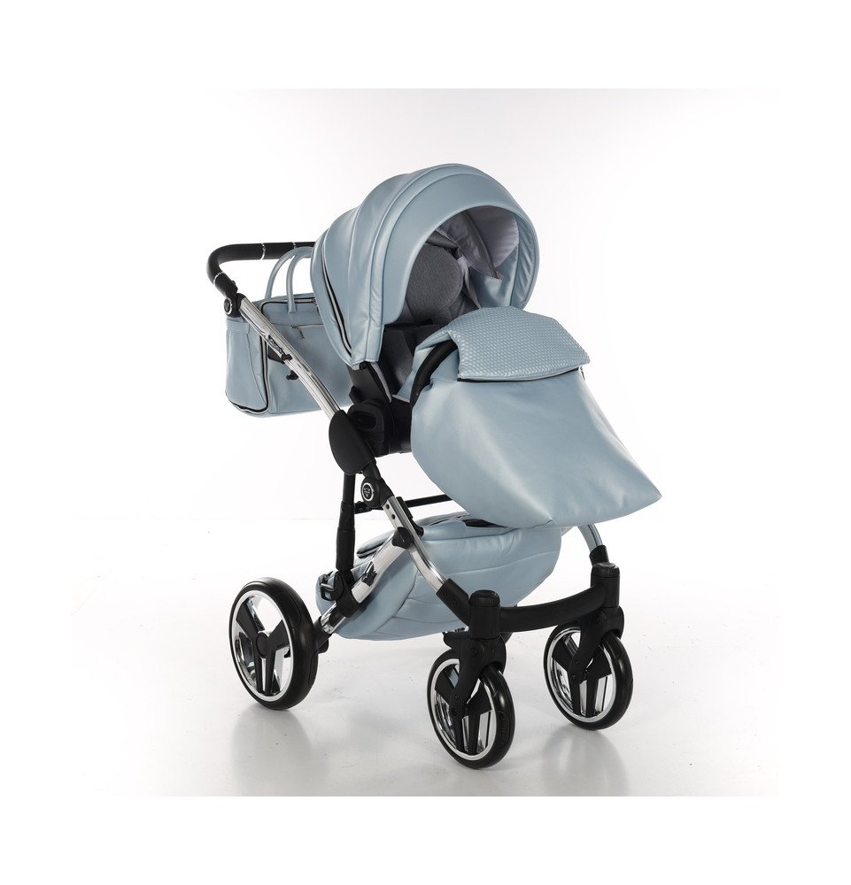 Universalus vežimėlis Junama Fluo V3 2in1, Light Blue-Silver Glossy