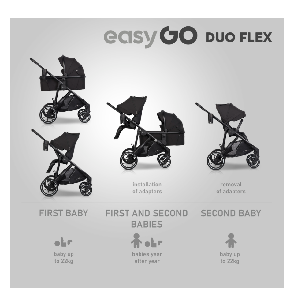 Universalus vežimėlis Easygo Duoflex Ebony Black
