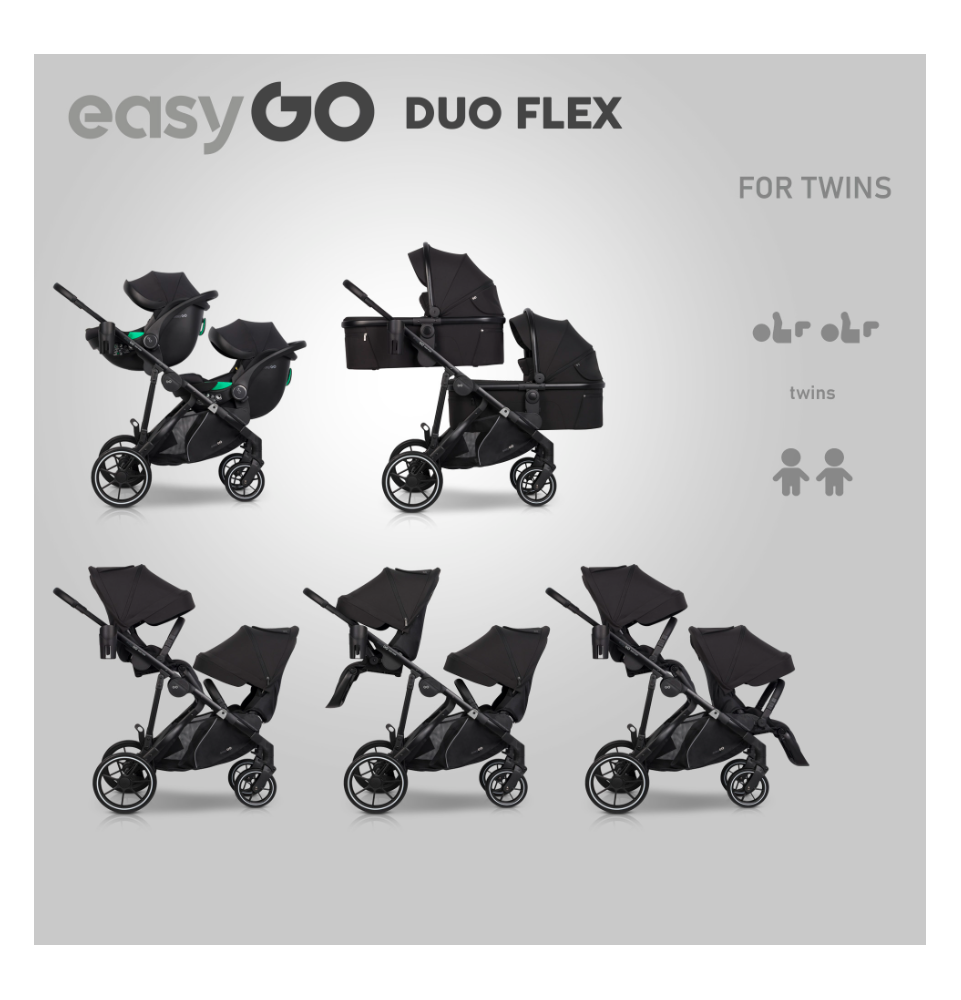 Universalus vežimėlis Easygo Duoflex Ebony Black