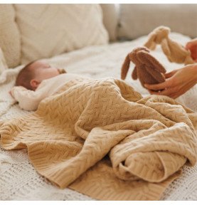 Merino vilnos pledas BabyOno, kreminis