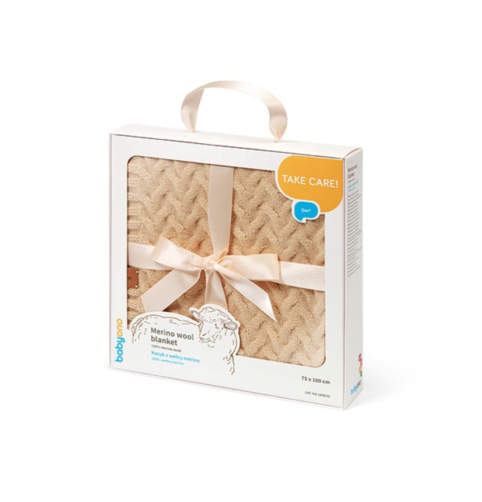 Merino vilnos pledas BabyOno, kreminis