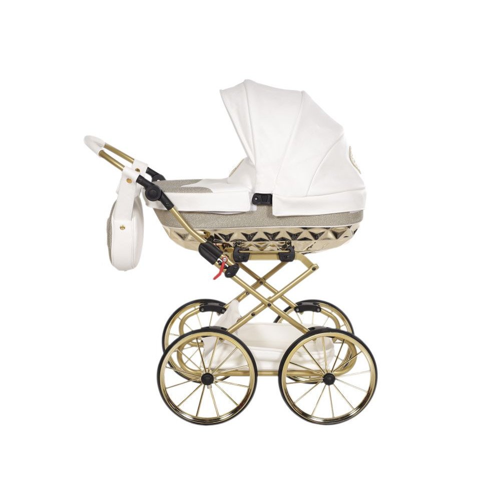 Vežimėlis lėlėms Junama HandCraft Mini Gliter white/gold