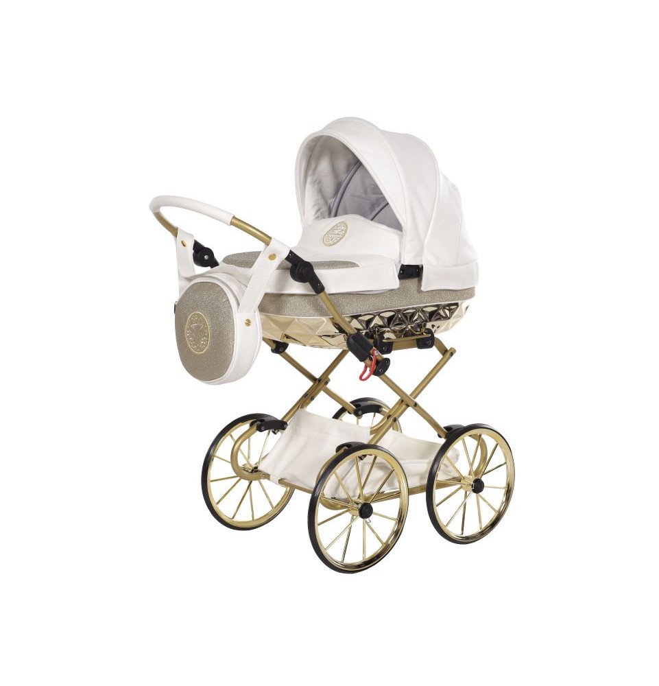 Vežimėlis lėlėms Junama HandCraft Mini Gliter white/gold Vežimėlis lėlėms Junama HandCraft Mini Gliter white/gold