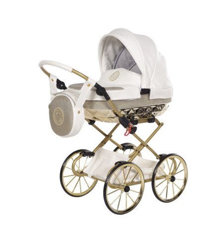 Vežimėlis lėlėms Junama HandCraft Mini Gliter white/gold