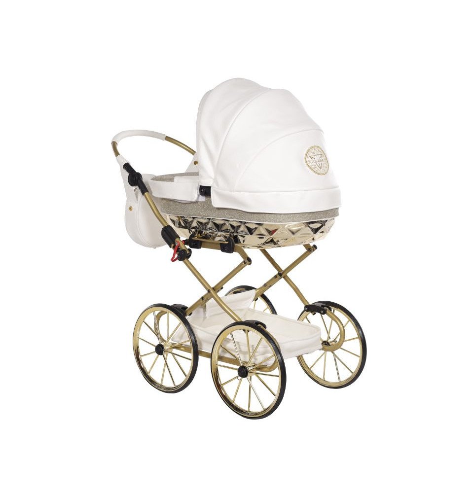 Vežimėlis lėlėms Junama HandCraft Mini Gliter white/gold