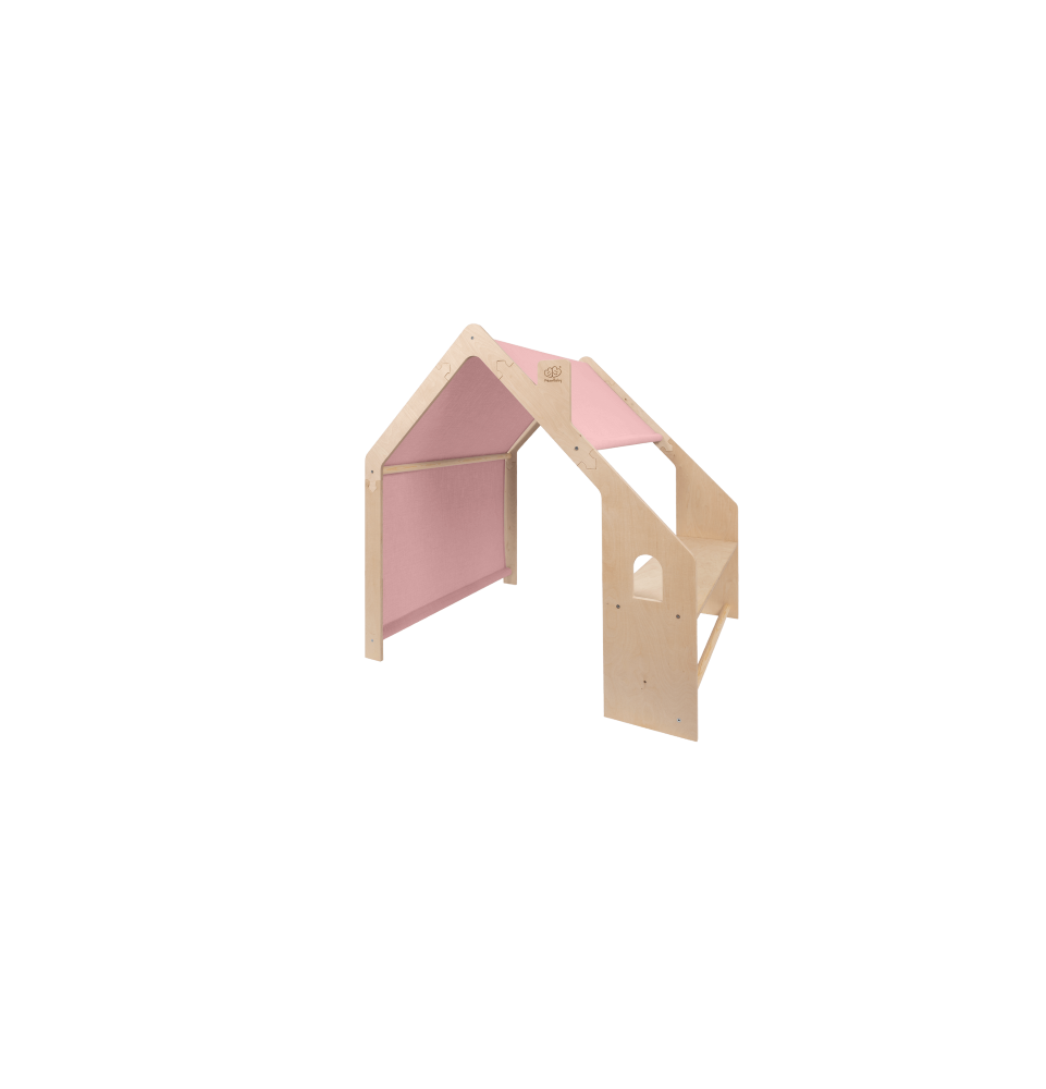 Medinis namelis su rožiniu stogu Medinis namelis su rožiniu stogu