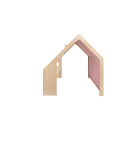 Medinis namelis su rožiniu stogu