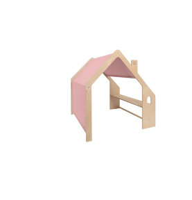 Medinis namelis su rožiniu stogu