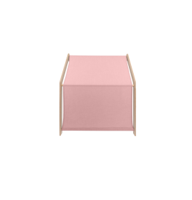 Medinis namelis su rožiniu stogu