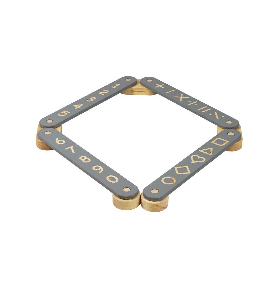 Medinis sensorinis takas, 4 dalių, pilkas Medinis sensorinis takas, 4 dalių, pilkas