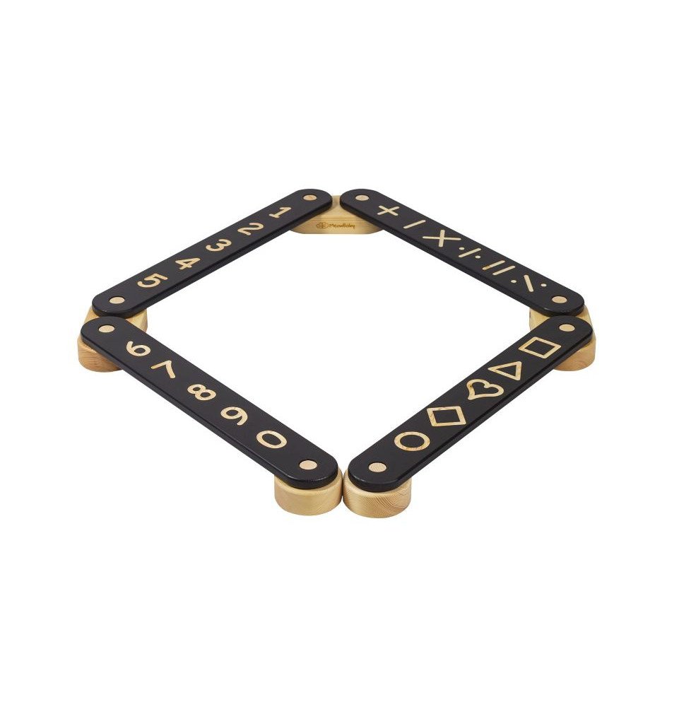 Medinis sensorinis takas, 4 dalių, juodas Medinis sensorinis takas, 4 dalių, juodas