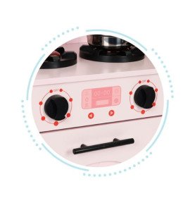 Medinė virtuvė su orkaite, degikliais, mikrobangų krosnele ir priedais