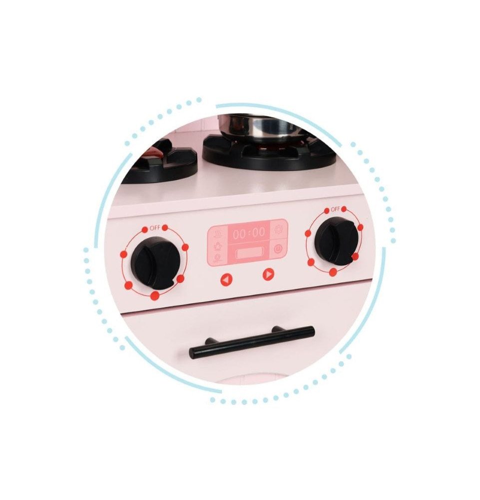 Medinė virtuvė su orkaite, degikliais, mikrobangų krosnele ir priedais