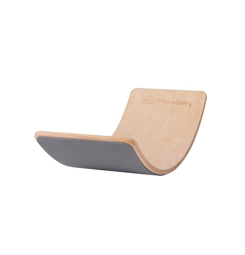 Medinė balansinė lenta su pilku veltiniu – natūrali, 80x30 cm