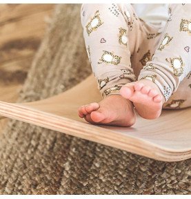 Medinė balansinė lenta su smėliniu veltiniu – natūrali, 80x30 cm