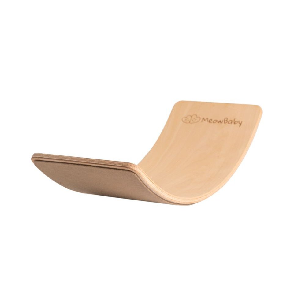 Medinė balansinė lenta su smėliniu veltiniu – natūrali, 80x30 cm