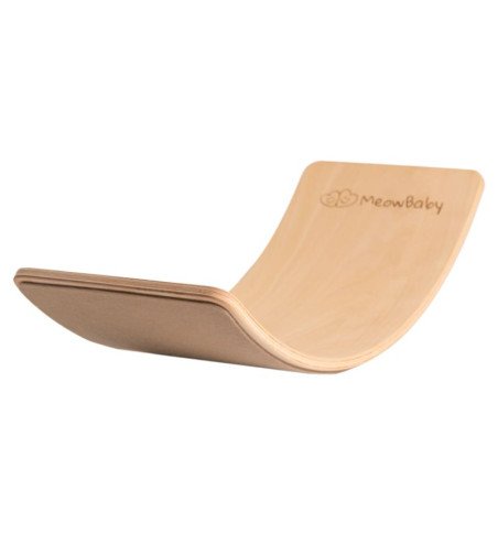 Medinė balansinė lenta su smėliniu veltiniu – natūrali, 80x30 cm