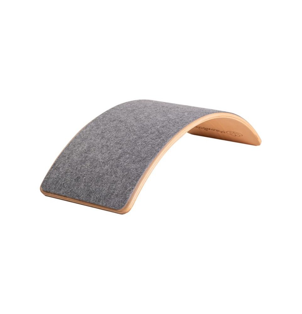 Medinė balansinė lenta su margai pilku veltiniu – natūrali, 80x30 cm