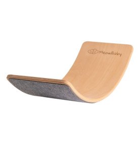 Medinė balansinė lenta su margai pilku veltiniu – natūrali, 80x30 cm