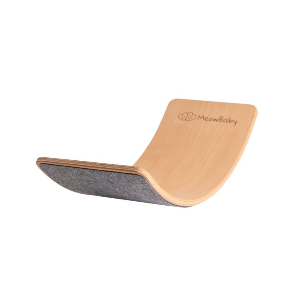 Medinė balansinė lenta su margai pilku veltiniu – natūrali, 80x30 cm