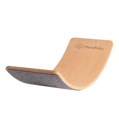 Medinė balansinė lenta su margai pilku veltiniu – natūrali, 80x30 cm