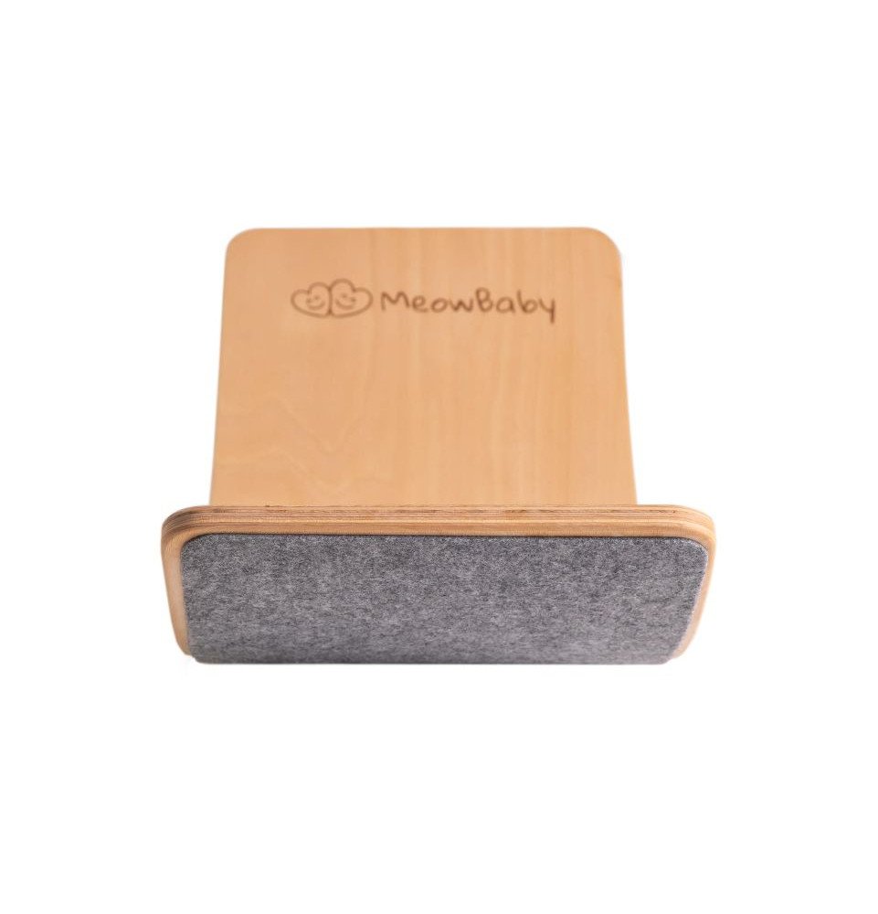 Medinė balansinė lenta su margai pilku veltiniu – natūrali, 80x30 cm