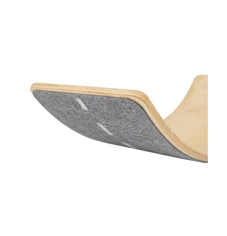 Medinė balansinė lenta su margai pilku veltiniu – natūrali, 80x30 cm