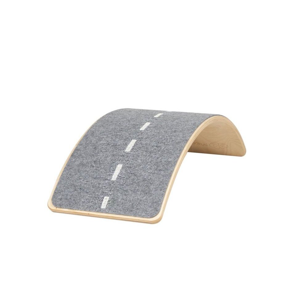 Medinė balansinė lenta su margai pilku veltiniu – natūrali, 80x30 cm