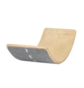 Medinė balansinė lenta su margai pilku veltiniu – natūrali, 80x30 cm