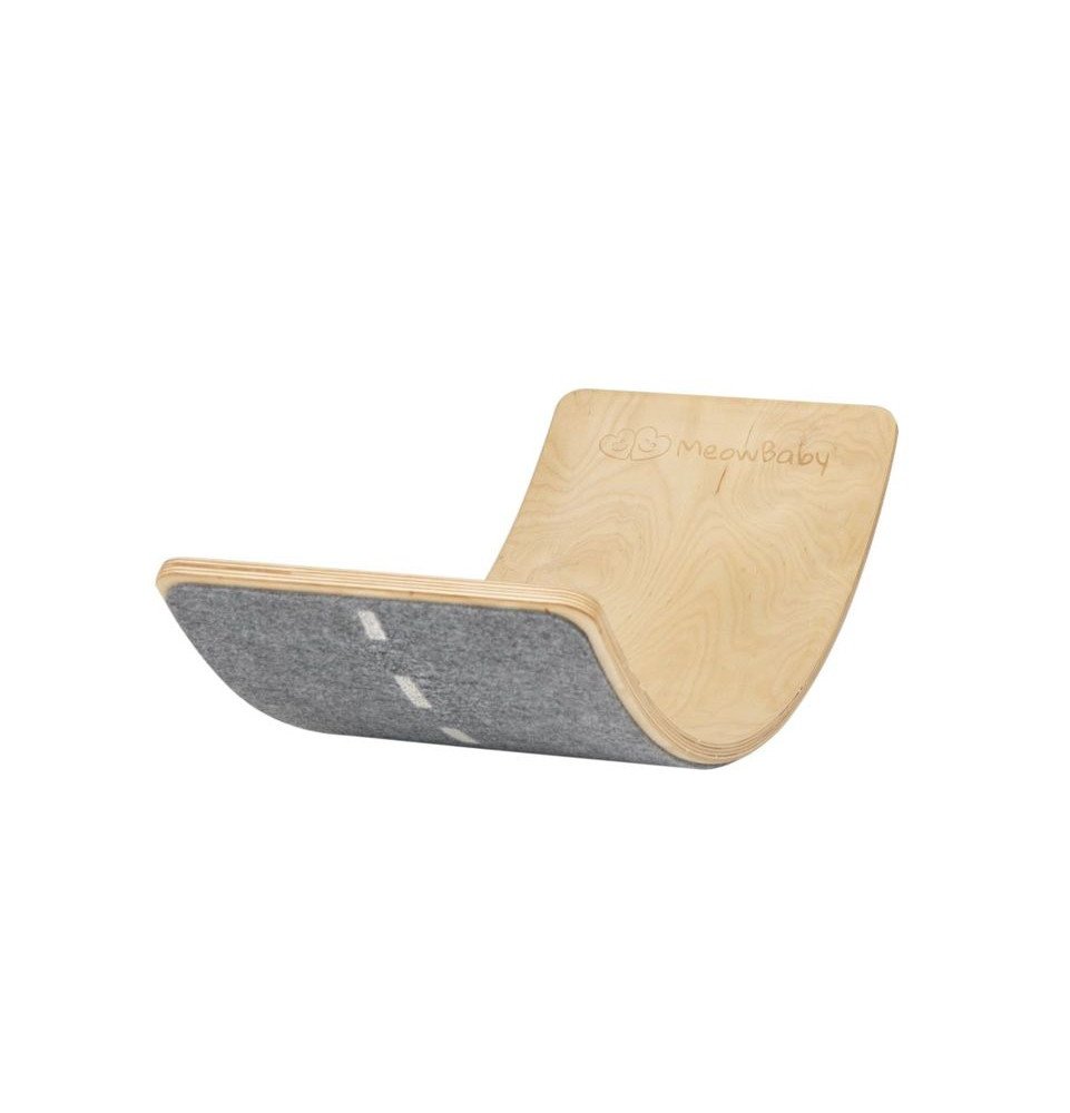 Medinė balansinė lenta su margai pilku veltiniu – natūrali, 80x30 cm