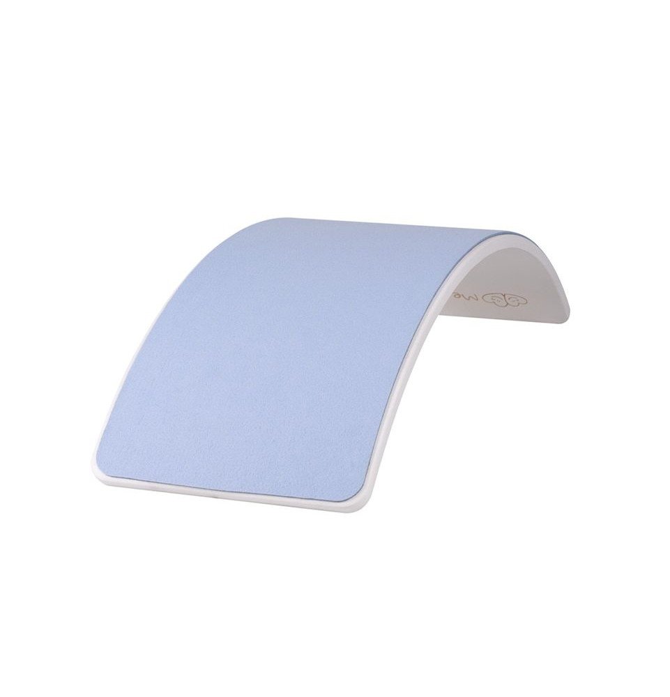 Medinė balansinė lenta su žydru veltiniu – balta, 80x30 cm