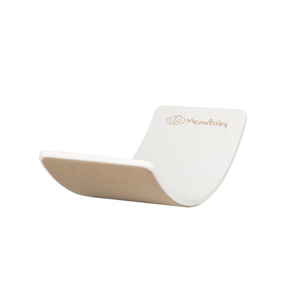 Medinė balansinė lenta su smėliniu veltiniu – balta, 80x30 cm