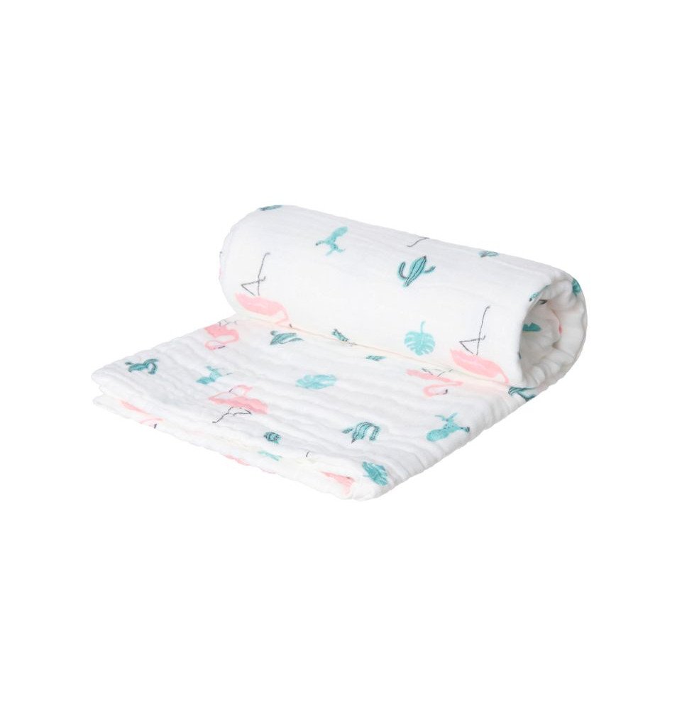 Muslino pledas „Flamingai“, 110×105 cm