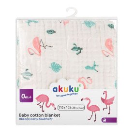 Muslino pledas „Flamingai“, 110×105 cm