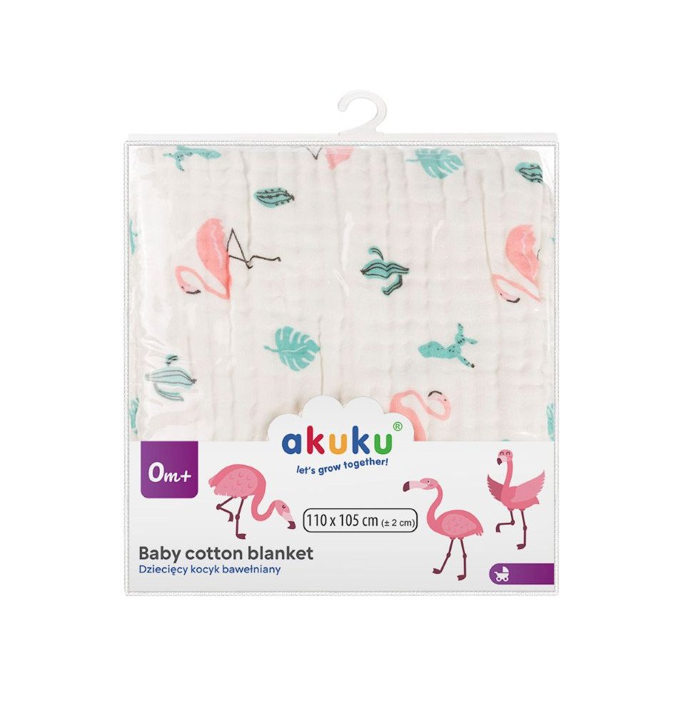 Muslino pledas „Flamingai“, 110×105 cm