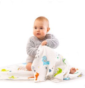 Muslino pledas „Dinozaurai“, 110×105 cm