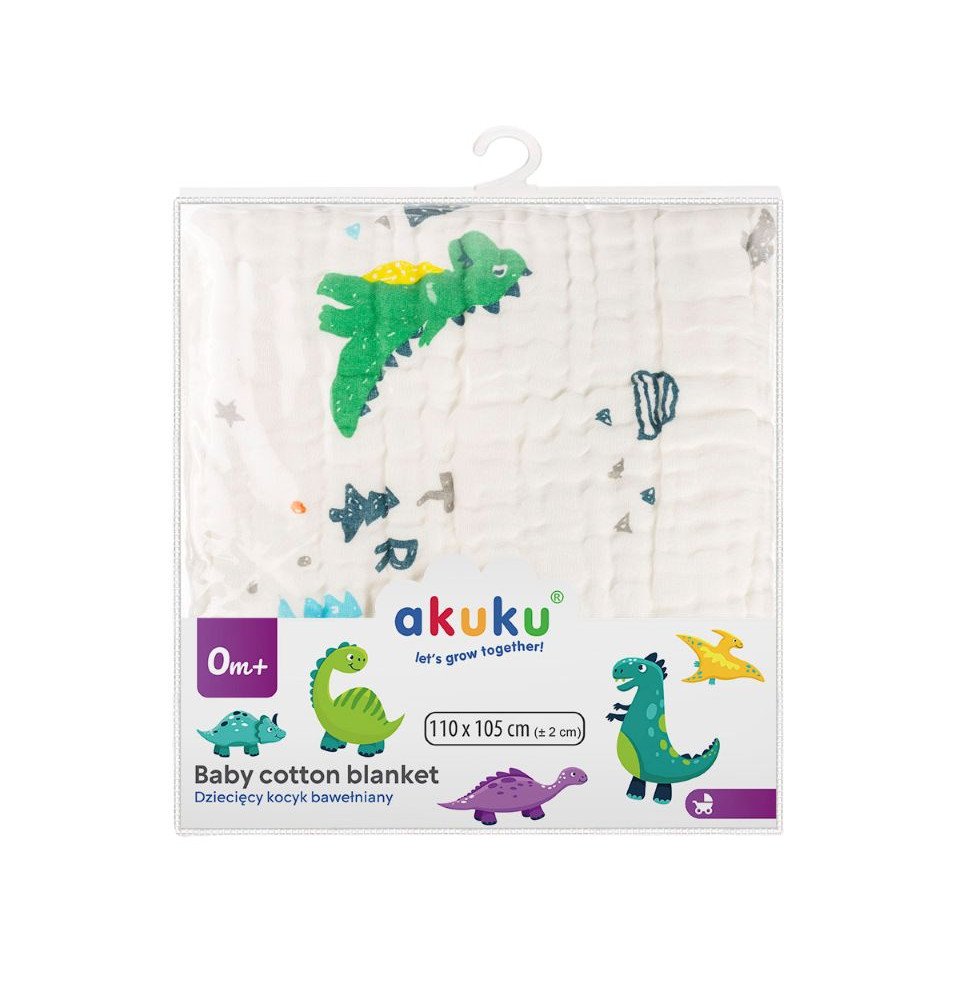 Muslino pledas „Dinozaurai“, 110×105 cm