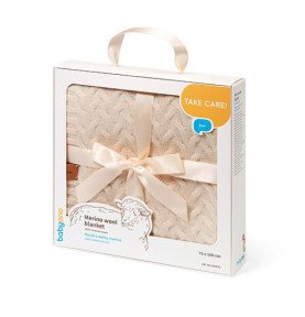 Merino vilnos pledas BabyOno, kreminis