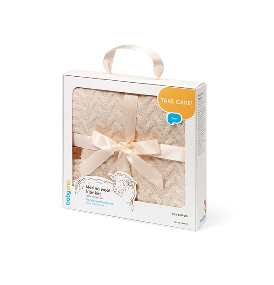 Merino vilnos pledas BabyOno, kreminis