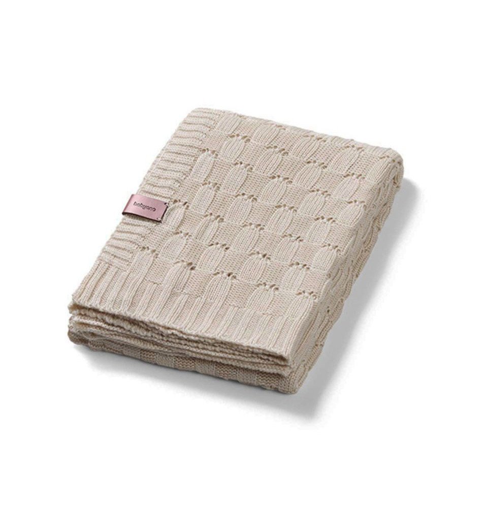 Bambukinis megztas pledas, 75×100 cm, smėlio