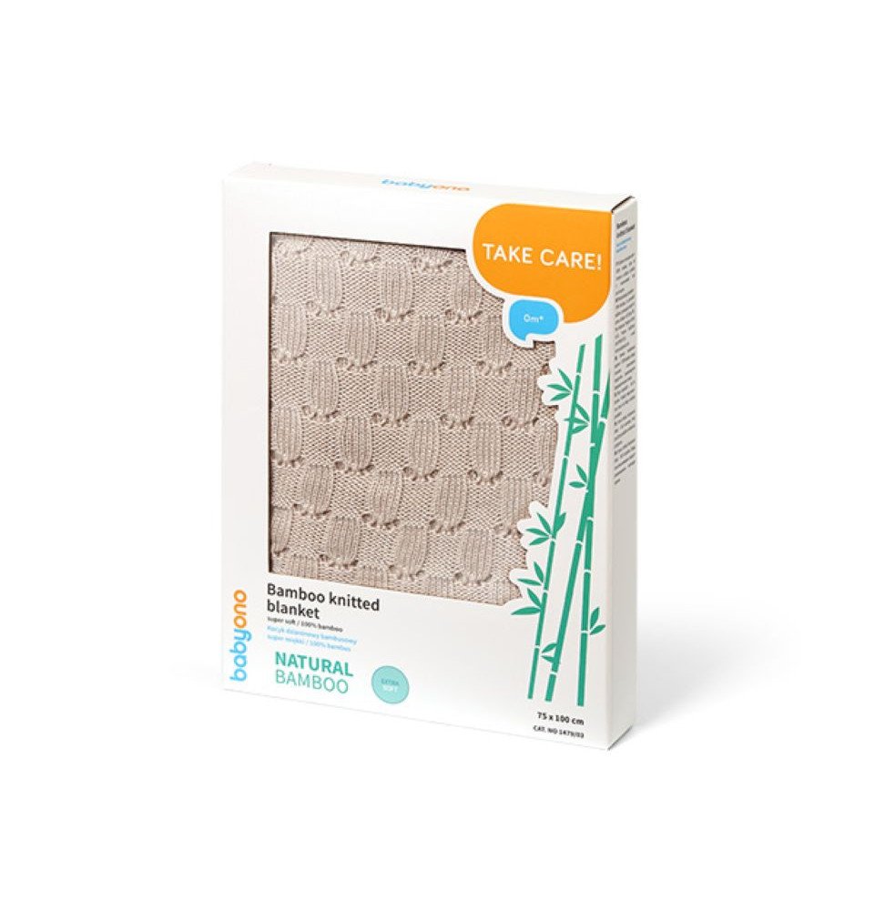 Bambukinis megztas pledas, 75×100 cm, smėlio