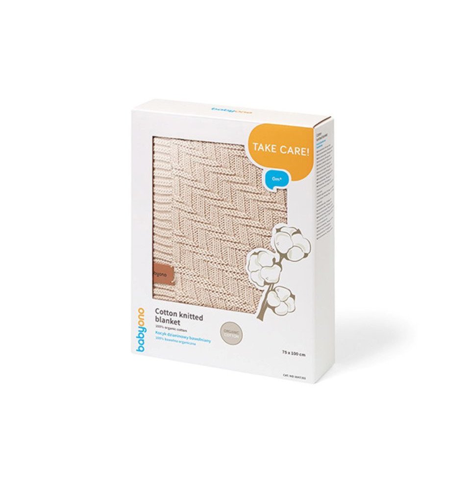 Megztas medvilninis pledas, 100x75, smėlio