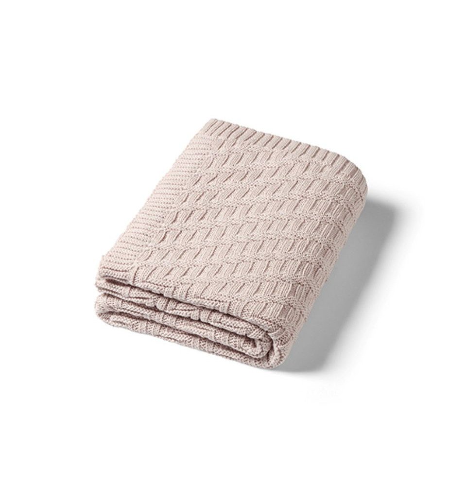 Megztas medvilninis pledas, 100x75, smėlio