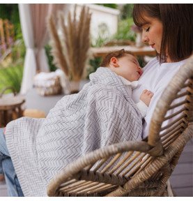 Megztas medvilninis pledas, 75x100, pilkas