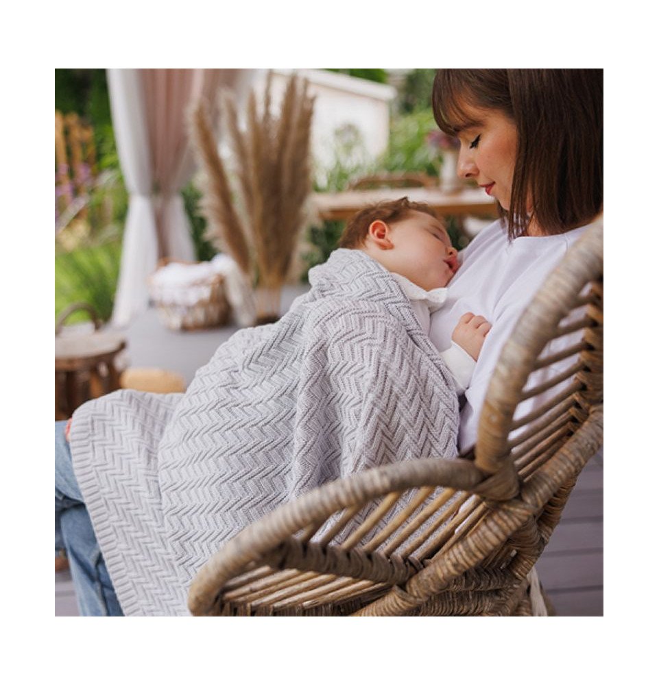 Megztas medvilninis pledas, 75x100, pilkas