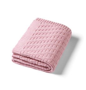 Megztas medvilninis pledas, 75x100, rožinis