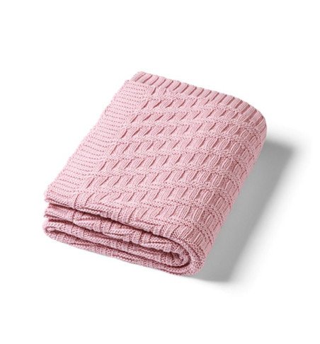 Megztas medvilninis pledas, 75x100, rožinis